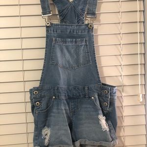 Blue Spice Denim Overall Shorts